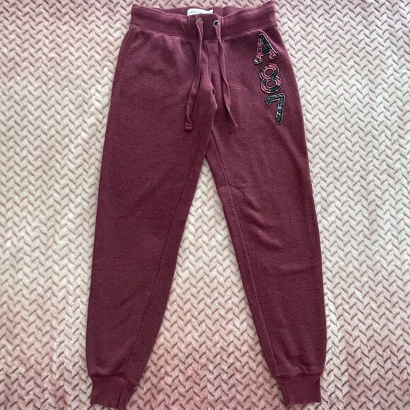 Aeropostale Burgundy Tropical A87 Jogger Sweatpants Womens Size XS - Picture 1 of 8